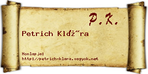 Petrich Klára névjegykártya